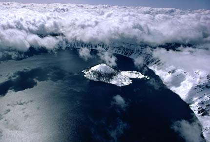 Aerial view of Crater Lake in Oregon