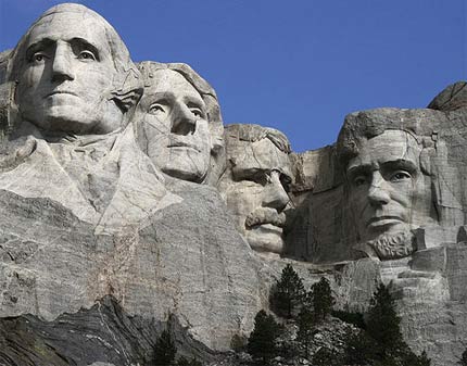 Mount Rushmore: George Washington, Thomas Jefferson, Theodore Roosevelt and Lincoln