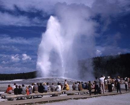 Old Faithful Geyser in Wyoming's Yellowstone National Park